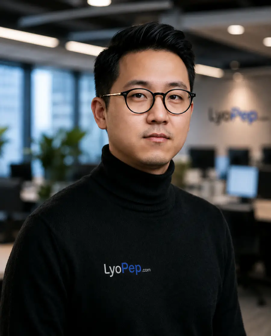 Portrait of Michael Zhang, founder of LyoPep
