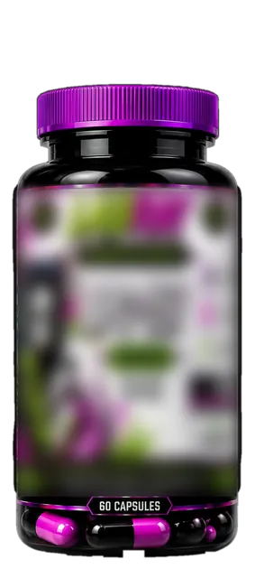 Black capsule bottle with a purple cap