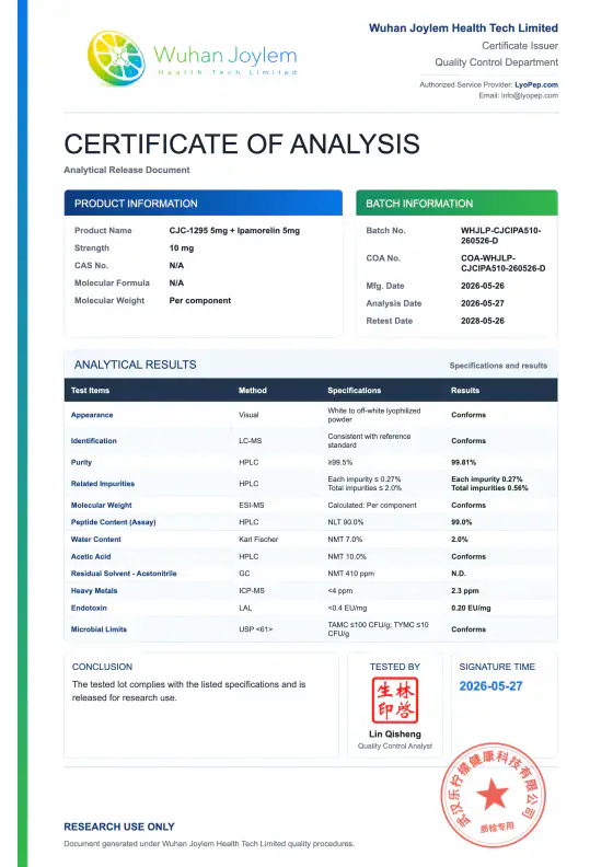 CJC-1295 + Ipamorelin LyoPep batch COA thumbnail
