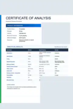 Blurred preview of a Tirzepatide 20 mg batch COA