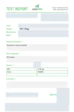 Blurred preview of the first page of a customer-commissioned report on KPV 10 mg