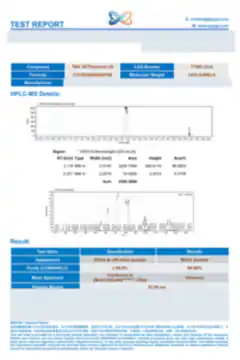 Blurred preview of the first page of a third-party report on TB-500 (Thymosin Beta-4, full-length) 10 mg